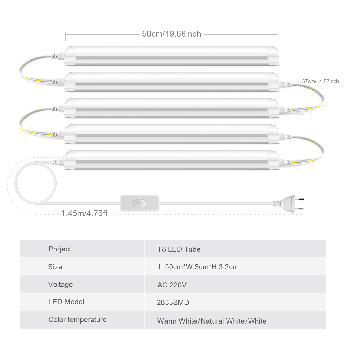 AC220V AB Tak T8 LED Tüp Işık  - Commercial Kitchen Ceiling incelemesi ve fiyatı
